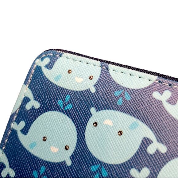 NWT Whale Print Heimish Atlantic Fashion Blue Zip Around Wallet Blue Sea Theme - Picture 6 of 12